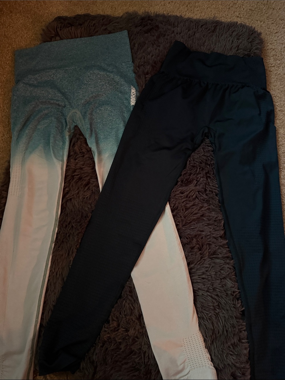2/$20 Gymshark Womens Green and White & Emerald Green Leggings -Active Bottoms